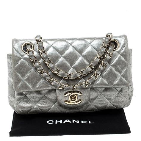 chanel small classic flap silver hardware|chanel small bag with price.